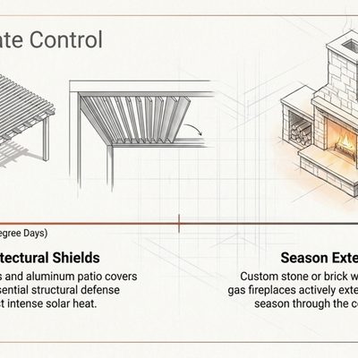 Microclimate Control: Shade for 100-Degree Days and Fireplaces for Winter